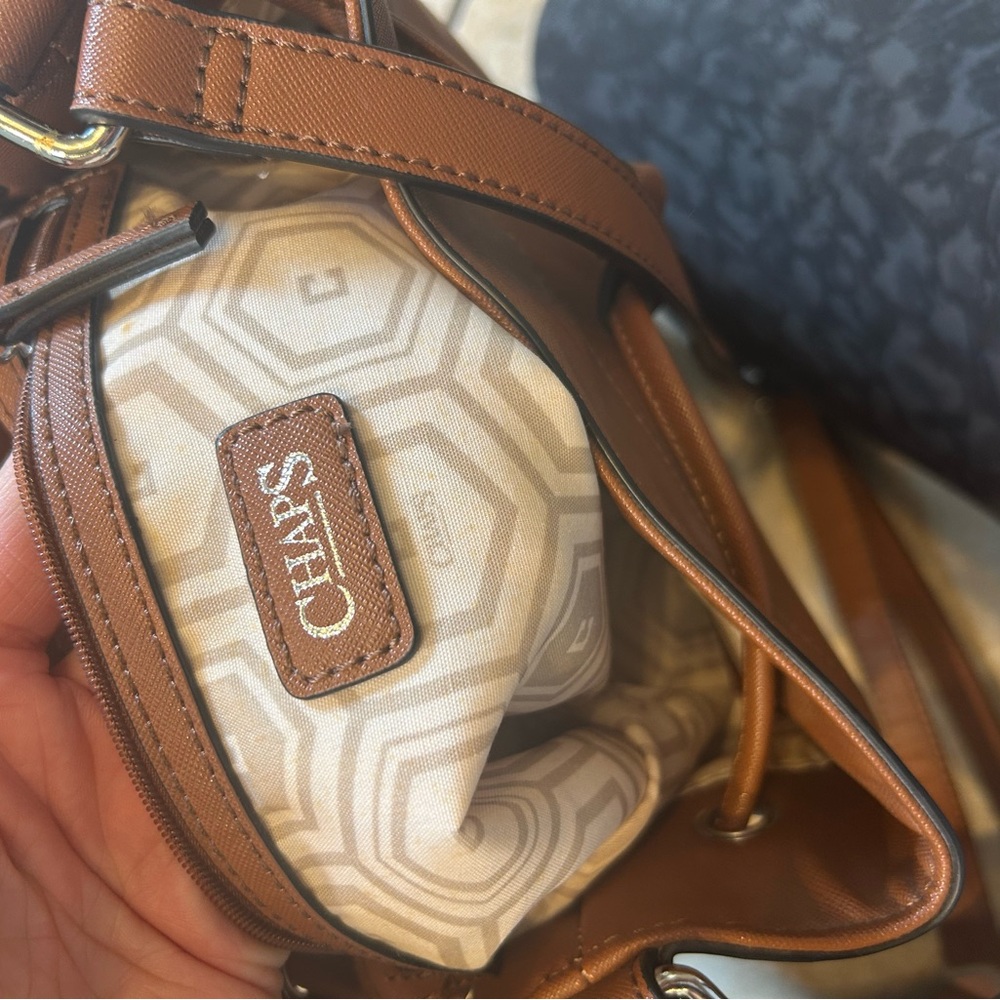 CHAPS Mini Bucket Bag - Brown Crossbody Tote - Picture 9 of 12